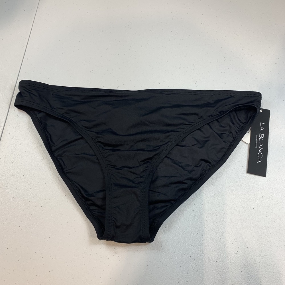 La Blanca Women's Swim Bikini Bottoms 14 Black Island Goddess Hipster Beach Pool
